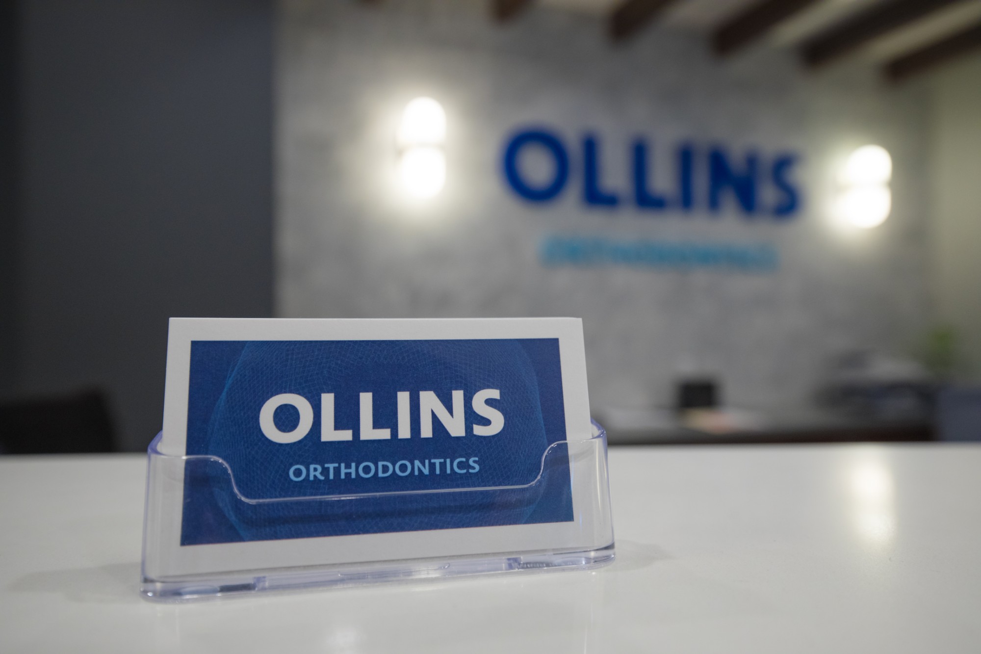 business cards at front desk of office